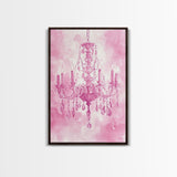 Pink Crystal Chandelier Canvas Print | Romantic Light Decor | Rustic Wall Art | Elegant Bedroom Art | Above Bed Wall Art | Farmhouse Decor