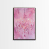 Elegant Pink Chandelier Canvas Print | Romantic Light Wall Art | Rustic Wall Decor | Bedroom Accent | Above Sofa Art | Farmhouse Vibe
