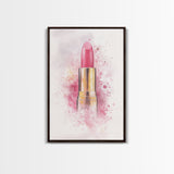 Radiant Pink Lipstick Canvas Print | Feminine Wall Art | Makeup Lover Decor | Modern Minimalist Art | Bathroom Accent | Gift Idea Her