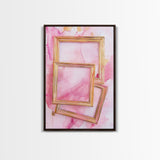 Golden Frames on Pink Canvas Print | Abstract Minimalist Wall Art | Rustic Gold Decor | Wabi Sabi Aesthetic | Living Room Accent | Gift Idea