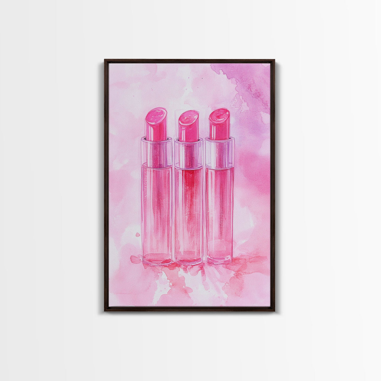 Light Pink Lipstick Trio Canvas Print, Whimsical Art, Makeup Wall Art, Pink Abstract Art, Feminine Decor, Bedroom Art, Gift Idea for Her