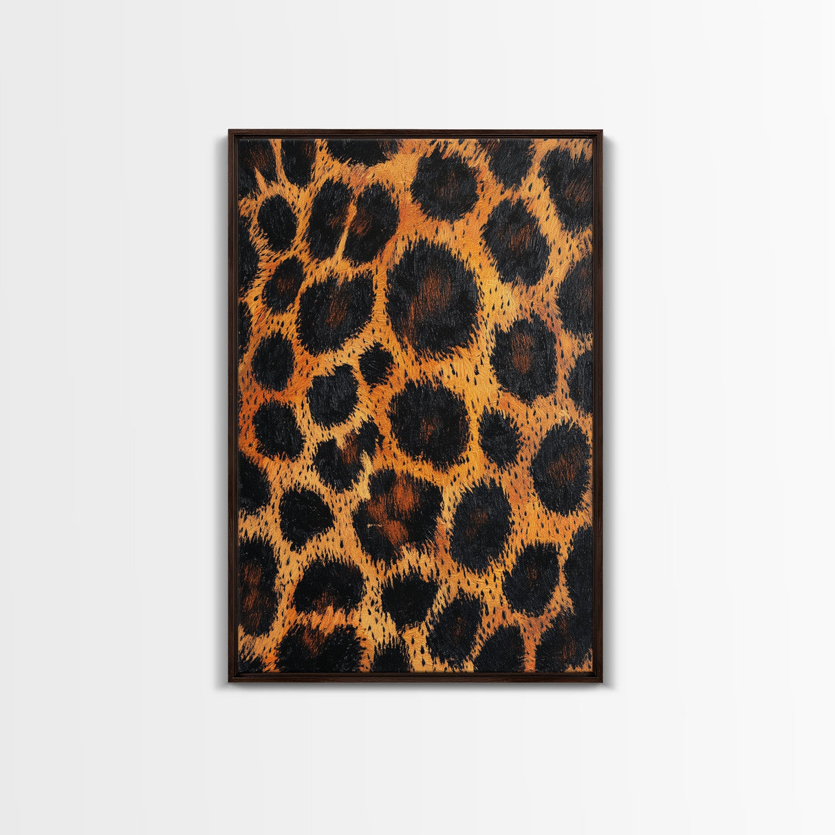 Leopard Wall Art Framed Canvas Print, Animal Print Rustic Decor, Bedroom Art, Skinny Tall Wall Art, Farmhouse Living Room Art