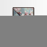Japanese Sakura Canvas Print | Cherry Blossom Painting Art | Pastel Blue Floral Wall Art Gift Idea | Light Pink Bedroom Art