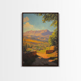 Rustic Mountain Landscape Framed Canvas Print Southwest Wall Art Above Sofa Rustic Decor Gift Idea Living Room Art Landscape Painting
