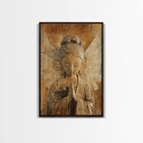 Serene Angel Sculpture Framed Canvas Print Angels Wall Art Rustic Wall Art Therapy Art Sacred Peaceful  Art Living Room Décor