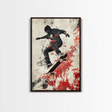 Energetic Skater Canvas Print with Urban Graffiti Wall Art and Bold Street Style Decor, Perfect for Living Room Accent Walls