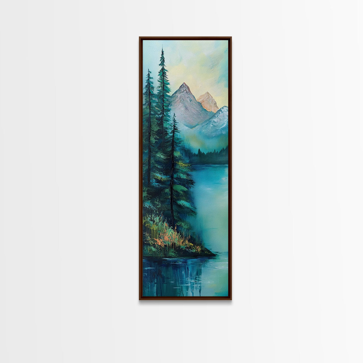 Landscape  Lake, nature oil painting, framed canvas print, landscape painting, lake Tahoe art, moody art, tall narrow art