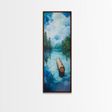 Tranquil Lake, lake Tahoe art, above bed wall art, pine tree art, mountain painting, gift idea for him, Framed Canvas Print