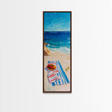 Seaside Picnic, Summer Vibes, Coastal Painting, Nautical Decor, Beach House Art, Food Review Kitchen Art, Framed Canvas Print