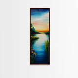 Sunset Lake, Smoky Mountain Art, Moody Art, Panoramic Art, Above Couch Art, Coastal Wall Art, Tall Narrow Art, Canvas Print