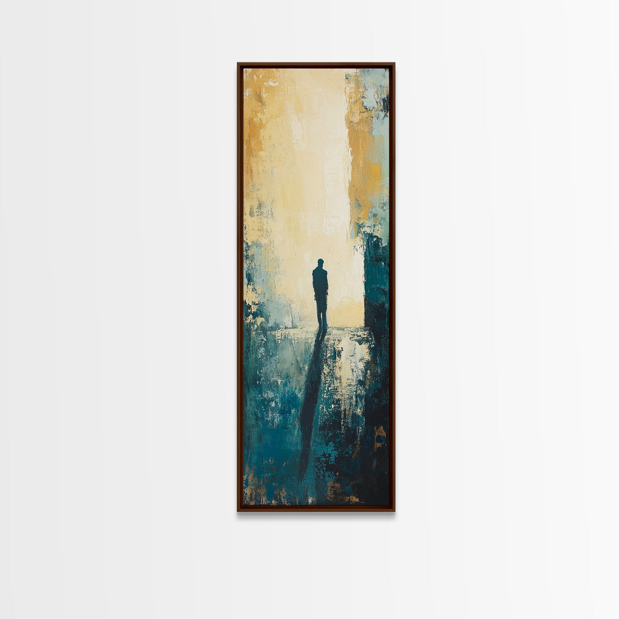 Lone Figure, Dark Romance Painting, Moody Art, Extra Wide Art, Wabi Sabi Art, Vintage Christmas, Framed Canvas Print