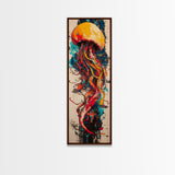 Jellyfish Painting, Ocean Art, Moody Art, Nautical Decor, Coastal Cowgirl Wall Art, Christmas, Framed Canvas Print, Bedroom Art