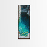 Teal wall art, hidden lagoon, ocean painting, moody art, coastal decor, framed canvas print, nautical art, above bed wall art