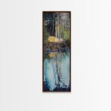 Forest Reflection, Moody Art, Landscape Painting, Pine Tree Art, Wabi Sabi Art, Smoky Mountain Art, Framed Canvas Print, Rustic Wall Art