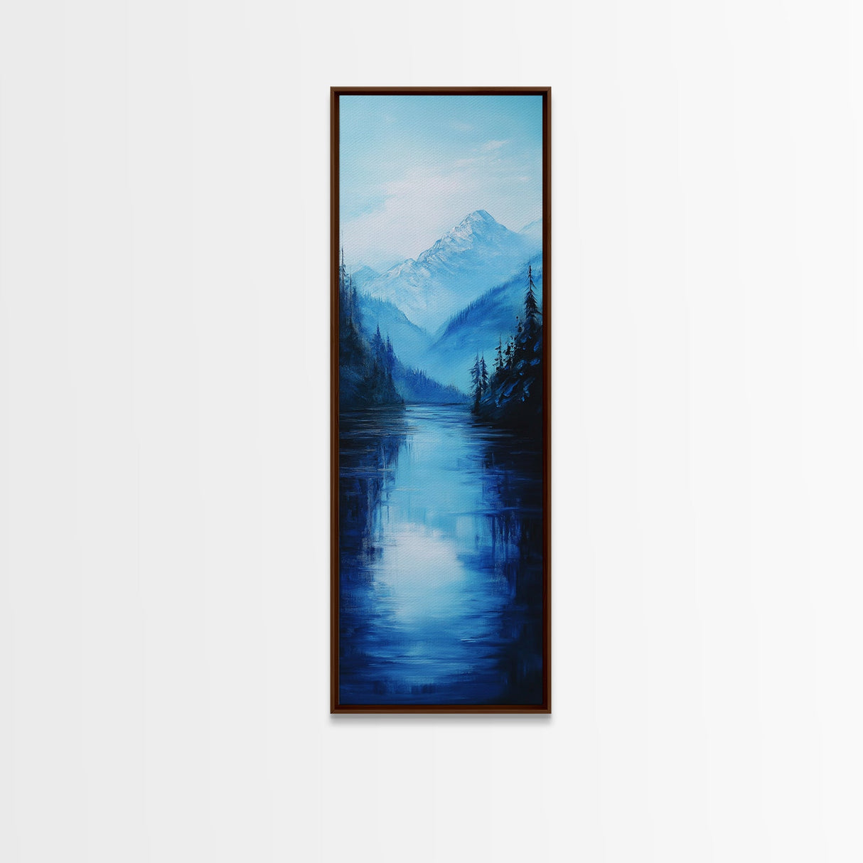 Lake Tahoe Art, Canvas Print, pine tree art, mountain painting, rustic decor, above couch art, panoramic painting, bedroom art