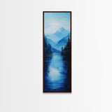 Lake Tahoe Art, Canvas Print, pine tree art, mountain painting, rustic decor, above couch art, panoramic painting, bedroom art