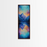 Mountain Reflection, landscape painting, lake Tahoe art, moody art, bedroom art, gift idea for him, Framed Canvas Print