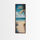 Tropical Beach, coastal painting, nautical decor, palm tree painting, Hawaii art, coastal cowgirl wall art, Framed Canvas Print