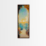 Sunset Cove, coastal painting, ocean view, seascape painting, nautical decor, coastal wall art, Framed Canvas Print