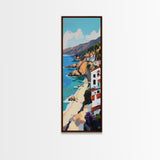 Coastal Retreat, palm tree painting, tropical art, Hawaii art, vacation home decor, Framed Canvas Print, vertical wall art