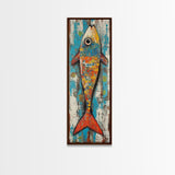 Koi fish painting, colorful fish art, nautical decor, rustic art, coastal cowgirl wall art, tall narrow art, canvas print