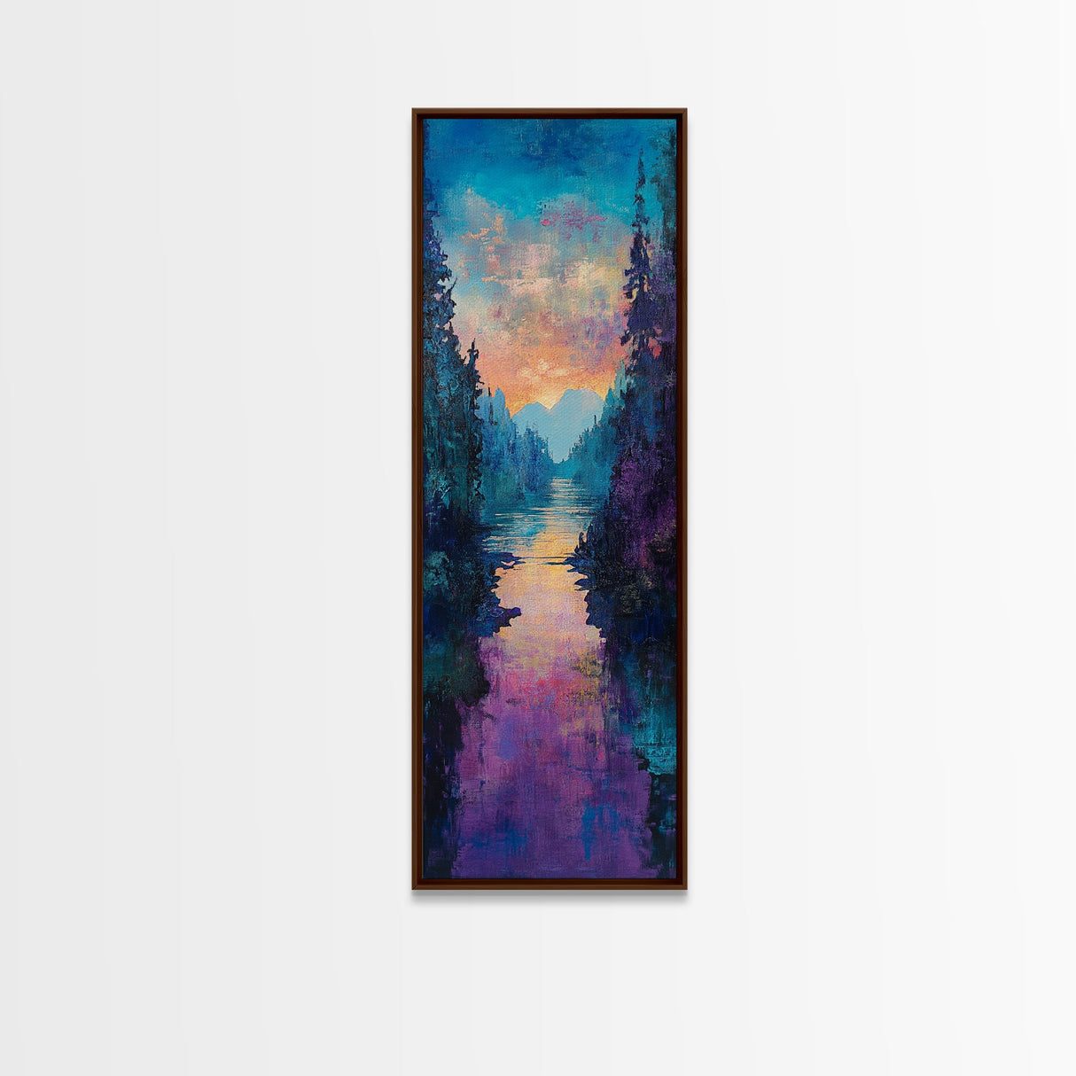 Twilight Mountain, smoky mountain art, pine tree art, framed canvas print, moody art, landscape painting, above bed wall art