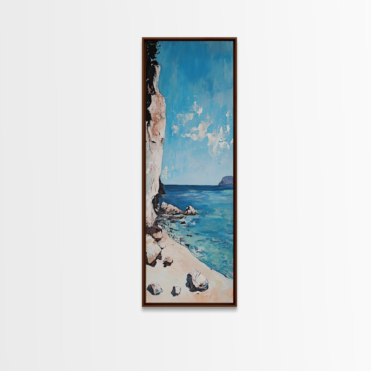 Seaside Cliff, painting morro bay, coastal wall art, framed canvas print, blue and green wall art, landscape painting, boho art