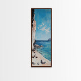 Seaside Cliff, painting morro bay, coastal wall art, framed canvas print, blue and green wall art, landscape painting, boho art