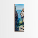 Seaside Escape, Blue Waters, Cliffside View, Canvas Print, coastal wall art, nautical decor, above bed wall art, seascape painting