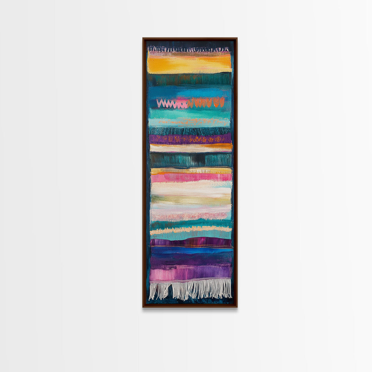 Textile Abstract, Colorful Patterns, Woven Design, Framed Canvas Print, Moroccan wall art, geometric wall art, boho art, vibrant art