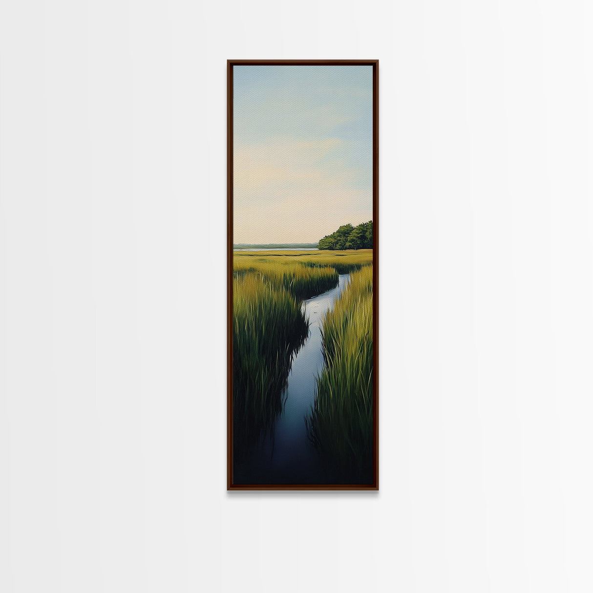 Marsh landscape, marsh painting, coastal decor, framed canvas print, extra wide art, original painting, above couch art