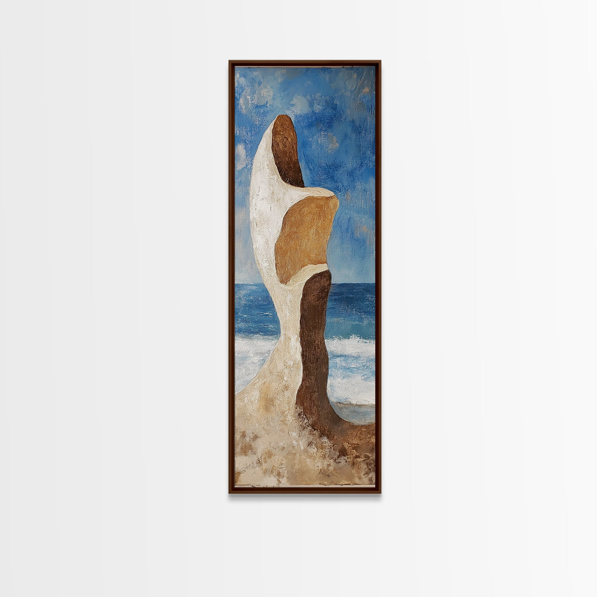 Surreal Beach Rock, coastal decor, wabi sabi art, abstract landscape painting, framed canvas print, above couch art
