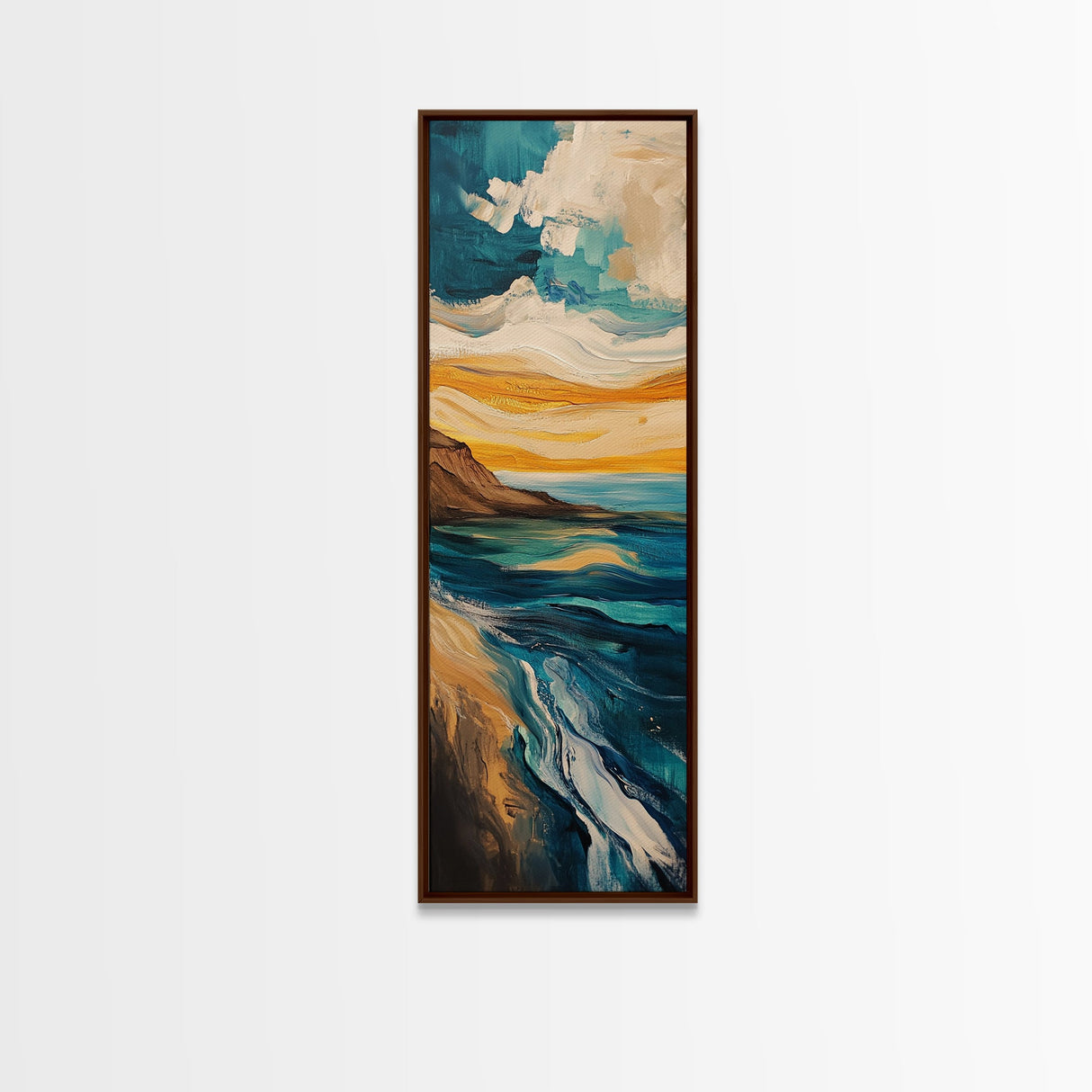 Ocean waves, coastal painting, nautical decor, surf wall art, abstract seascape painting, horizontal wall art, canvas print