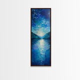 Lake Reflection Art, Moody Landscape, Blue and Green Wall Art, Minimalist Art, Above Sofa Art, Framed Canvas Print