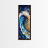 Ocean Wave, coastal decor, nautical painting, seascape painting, blue and green wall art, extra wide art, Canvas Print