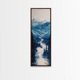 Blue Mountains, mountain painting, landscape painting, extra wide art, panoramic art, minimalist art, Canvas Print
