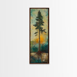 Tall Pine, wabi sabi art, rustic decor, pine tree art, nature inspired, farmhouse art, framed canvas print, above bed art
