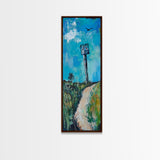 Fading Road, abstract landscape, moody art, blue and green wall art, coastal decor, rustic wall art, framed canvas print