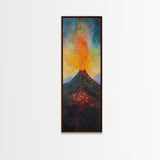 Erupting Volcano, landscape painting, moody art, fiery art, dramatic wall art, southwest wall art, framed canvas print, rustic decor