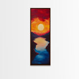 Fiery Sunset, pink orange wall art, landscape painting, moody art, dramatic wall art, framed canvas print, horizontal wall art