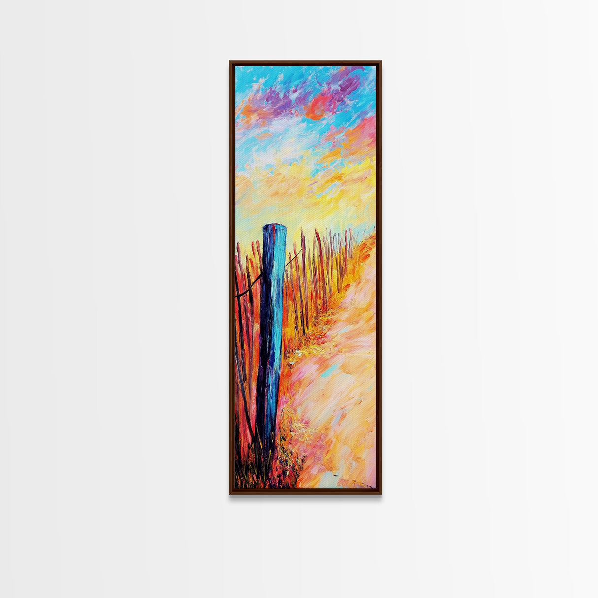 Fenced Path, rustic decor, framed canvas print, landscape painting, autumn painting, farmhouse art, guest room art