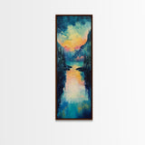 Moody Landscape Art, Sunset Painting, Smoky Mountain Art, Rustic Wall Art, Blue and Green Wall Art, Framed Canvas Print, Gift Idea