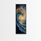 Ocean Wave Art, Surf Wall Art, Coastal Decor, Framed Canvas Print, Nautical Painting, Moody Art, Extra Wide Art, Seascape Painting