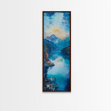 Lake Tahoe Art, Mountain Painting, Landscape Painting, Framed Canvas Print, Rustic Wall Art, Blue and Green Wall Art