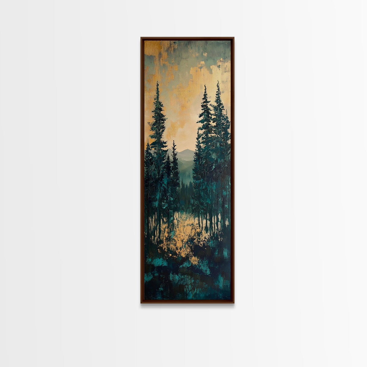 Forest Landscape, moody art, pine tree art, forest at dusk painting, mountain painting, rustic wall art, framed canvas print
