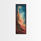Fantasy Moon, Ozymandias art, dark romance painting, moon oil painting, moody art, framed canvas print, tall skinny art