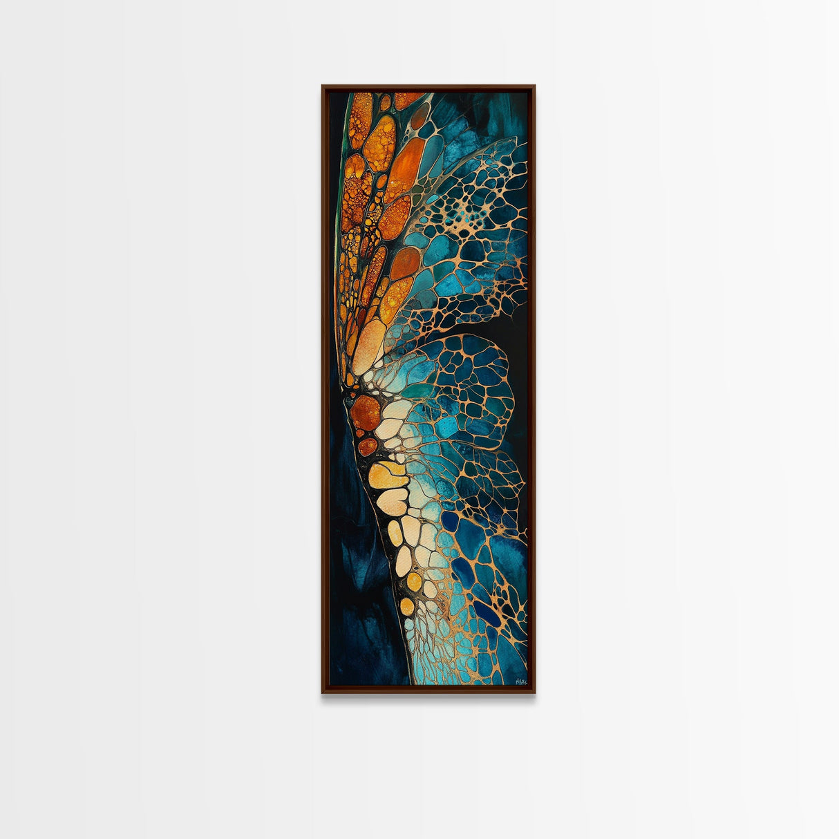 Butterfly wing, mosaic wall art, teal wall art, gemstone painting, sacred geometry wall art, framed canvas print, boho art