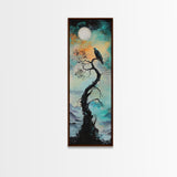 Raven Moon, dark angels wall art, framed canvas print, moody art, witch painting, gothic art, above bed wall art, celestial painting