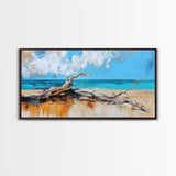 Seaside Driftwood, Nautical Wall Art, Rustic Decor, Coastal Wall Art, Beach House Art, Extra Wide Art, Canvas Print, Horizontal Wall Art