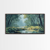 Misty Forest, Moody Art, Therapy Art, Joshua Tree Art, Landscape Painting, Wabi Sabi Wall Art, Nature Art, Framed Canvas Print